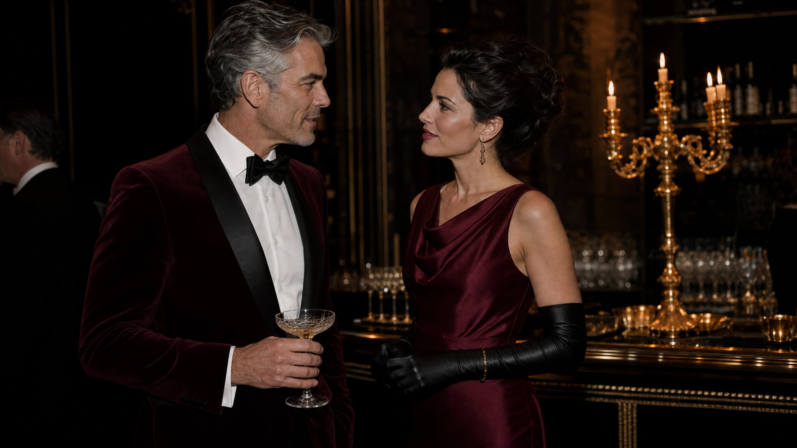 Guests gather over cocktails as opening night begins.