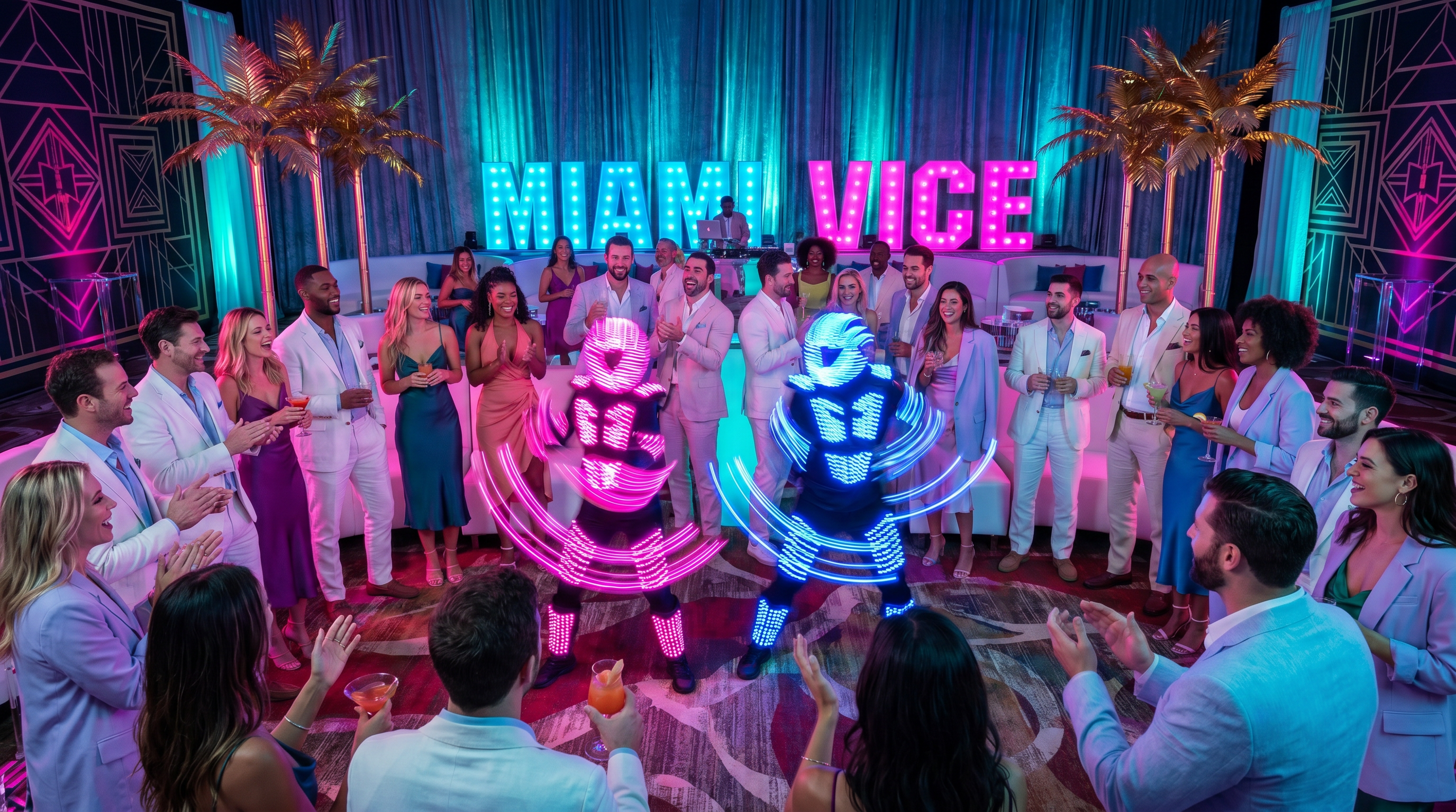 The evening's entertainment begins with a dazzling LED performance.