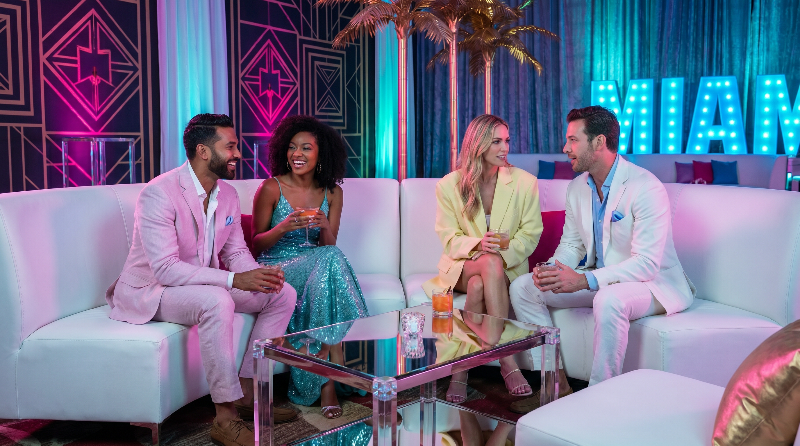 The lounge creates a welcoming space for conversation and cocktails.