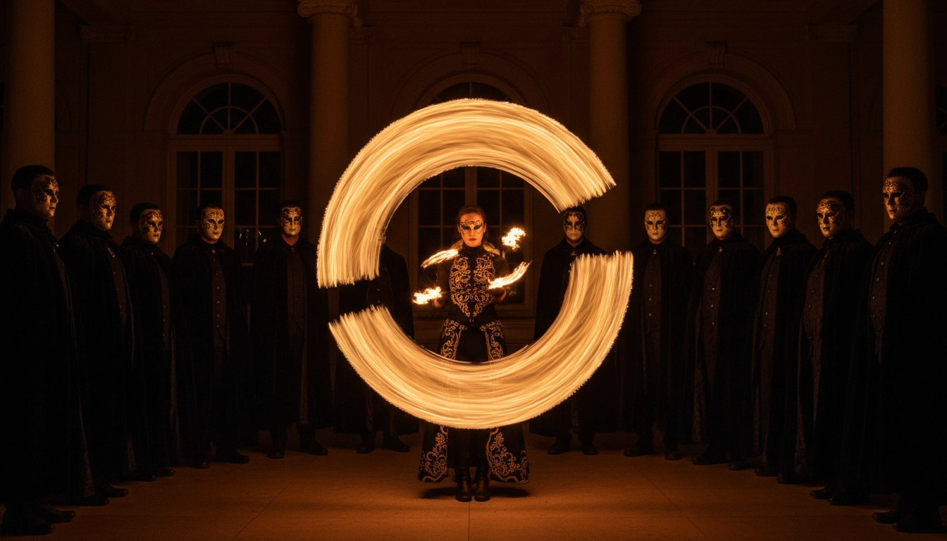 A fire dancer signals the beginning of the Midnight Ceremony.