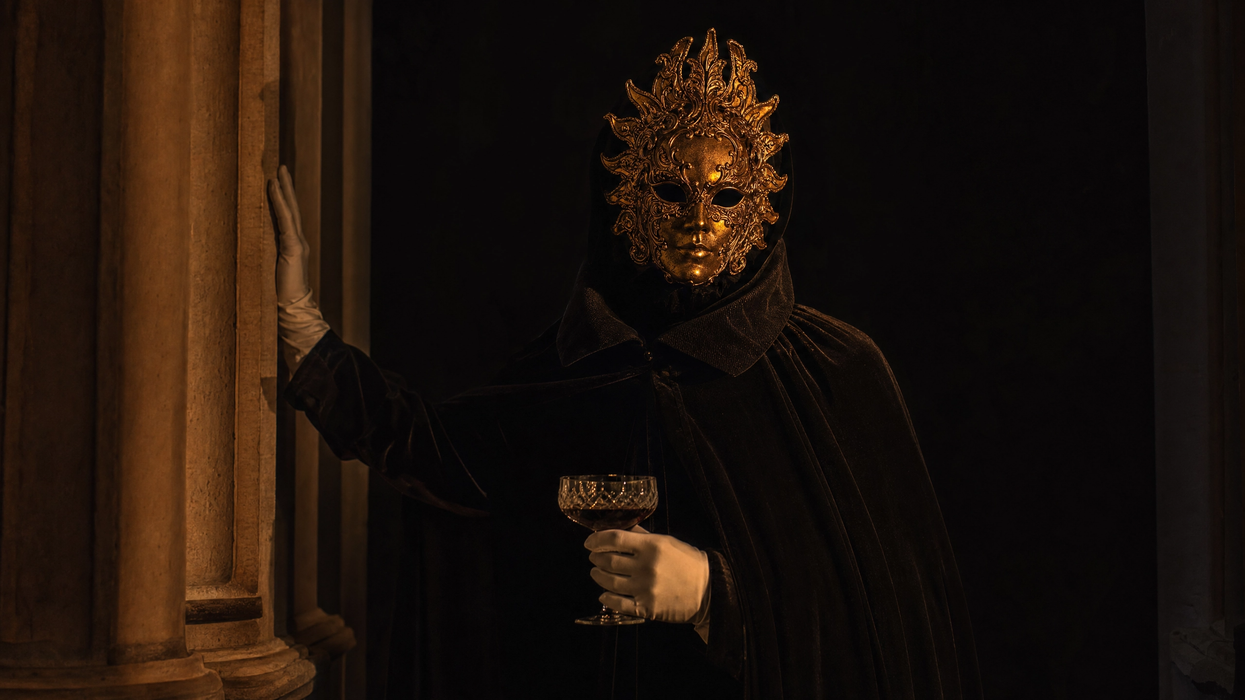 The Hooded Portrait is the evening's signature welcome installation.