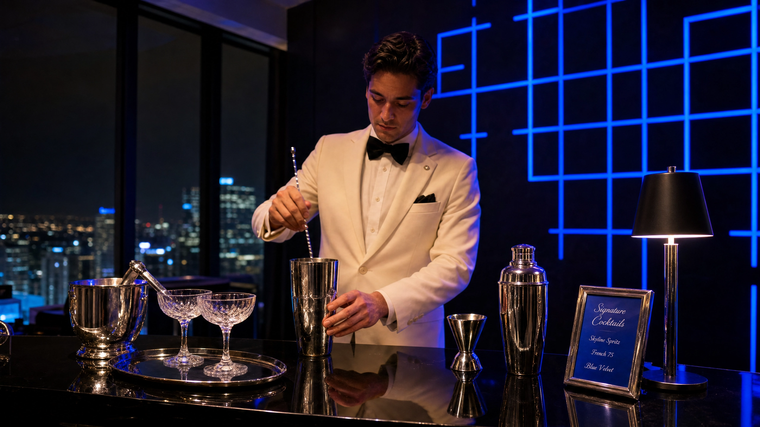The Chrome Bar serves signature cocktails crafted exclusively for the celebration.
